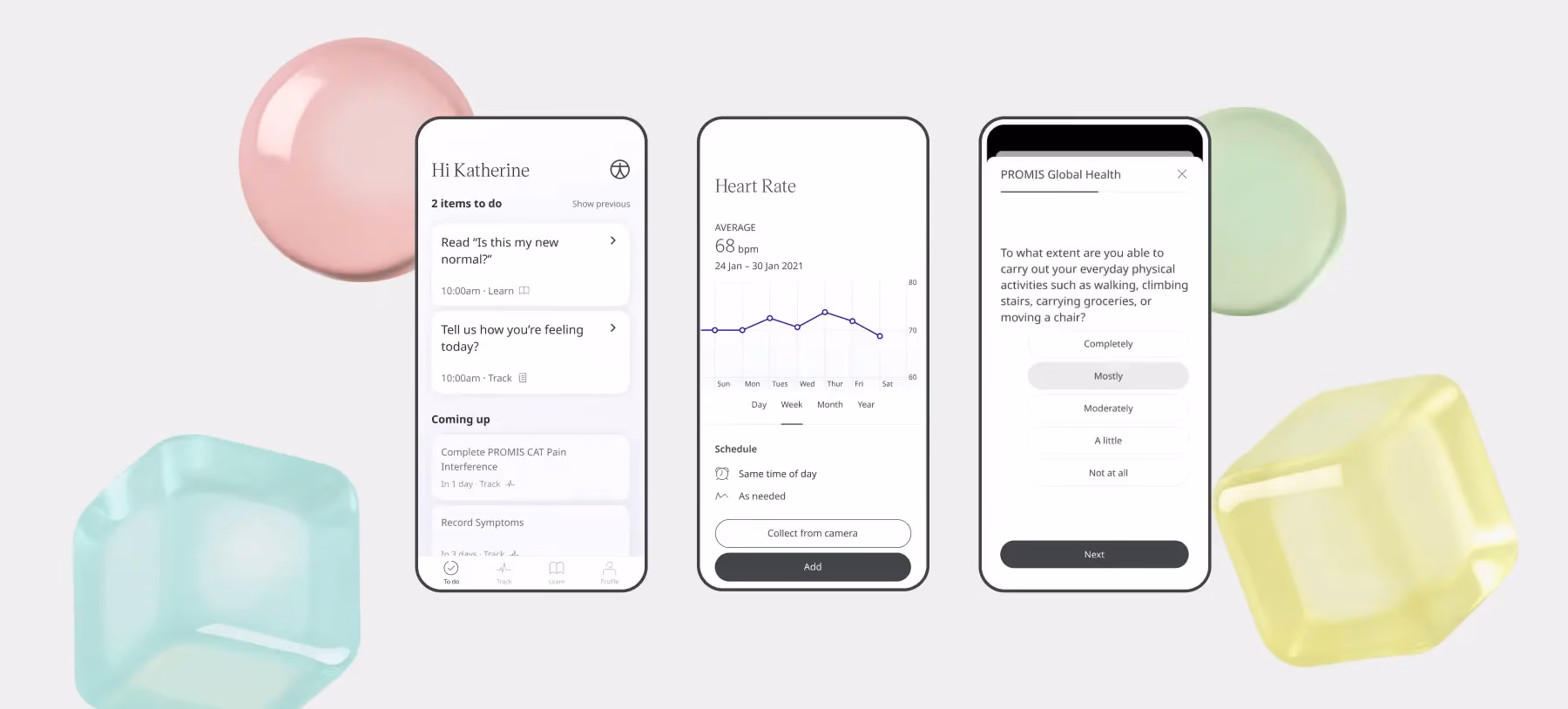 Clinical trials & telemedicine platform: interface screens