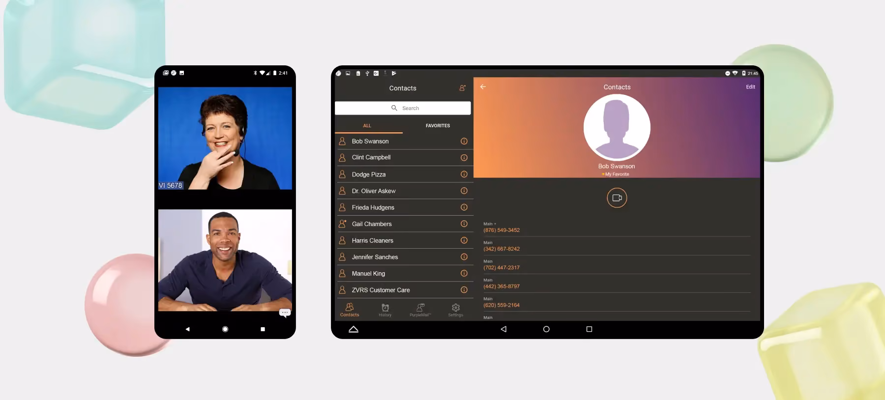 Video-Relay-Dienst: Screens der Benutzeroberfläche