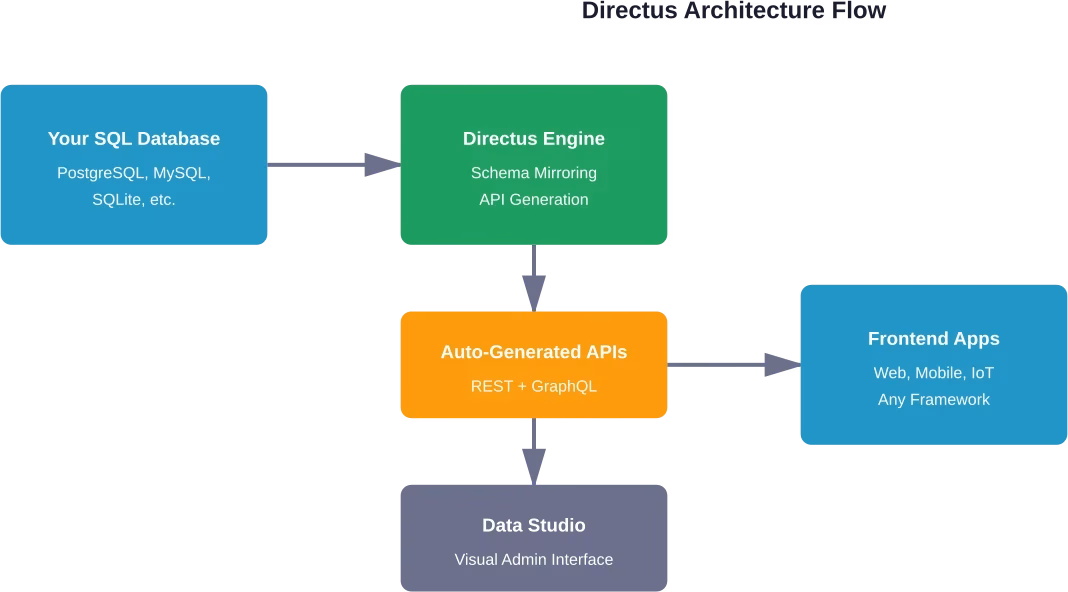 How Directus wraps your database to generate APIs and admin interfaces dynamically